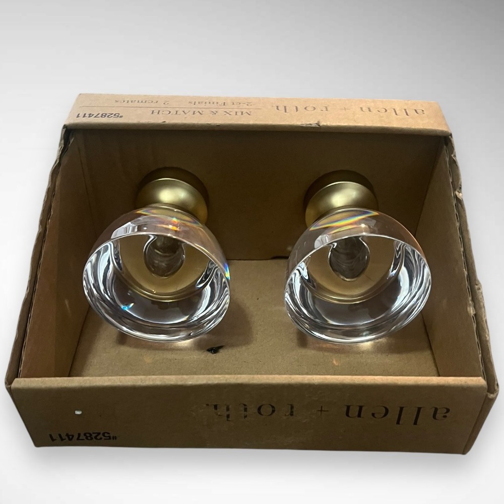 ALLEN + ROTH Mix and Match Finials With Brushed Gold Finish Crystal End |‎ NIB - Picture 3 of 4